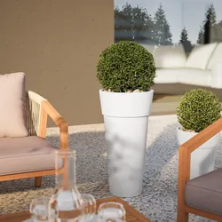 Vaso da esterno rotondo 36 cm tutta capienza in polietilene bianco - Livery