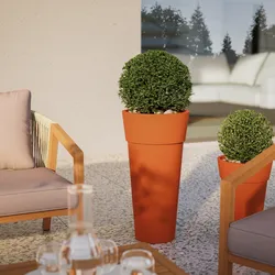 Vaso da esterno rotondo 36 cm tutta capienza in polietilene arancione - Livery