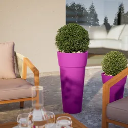 Vaso da esterno rotondo 36 cm tutta capienza in polietilene viola - Livery