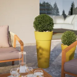 Vaso da esterno rotondo 36 cm tutta capienza in polietilene giallo - Livery