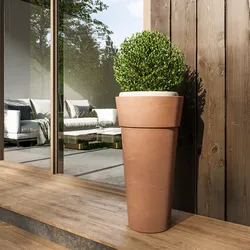 Portavaso da esterno rotondo 48 cm in polietilene tegola - Livery