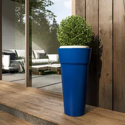 Portavaso da esterno rotondo 48 cm in polietilene blu - Livery