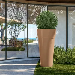 Portavaso da esterno rotondo 84 cm in polietilene tegola - Livery