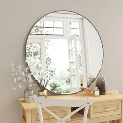Specchio da interno rotondo 100 cm con cornice in alluminio nero spazzolato - Talas