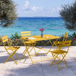 Tavolo da giardino pieghevole 110x70 cm in metallo senape - Atelier