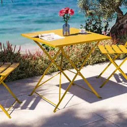 Tavolo da giardino pieghevole 70x70 cm in metallo senape - Atelier