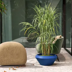 Vaso da esterno rotondo 60 cm in polietilene blu - Solyta