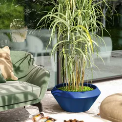 Vaso da esterno rotondo 68 cm in polietilene blu - Solyta