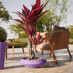 Vaso da esterno rustico rotondo 49 cm in polietilene glicine - Solyta