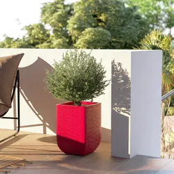 Vaso da esterno rustico 29x29 cm tutta capienza in polietilene rosso fragola - Ludovico