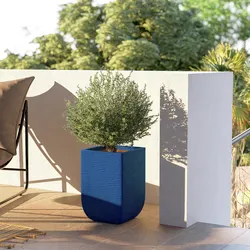 Vaso da esterno rustico 29x29 cm tutta capienza in polietilene blu - Ludovico
