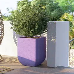 Vaso da esterno rustico 43,5x43,5 cm tutta capienza in polietilene glicine - Ludovico