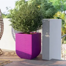 Vaso da esterno rustico 43,5x43,5 cm tutta capienza in polietilene viola - Ludovico