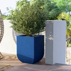 Vaso da esterno rustico 43,5x43,5 cm tutta capienza in polietilene blu - Ludovico