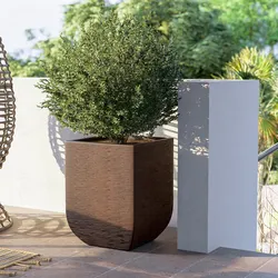 Vaso da esterno rustico 43,5x43,5 cm tutta capienza in polietilene bronzo - Ludovico
