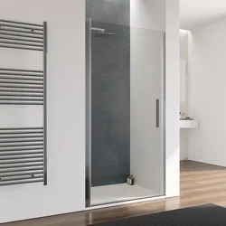 Box doccia nicchia 100 cm battente con vetro trasparente e profilo cromo 195h - Nilo