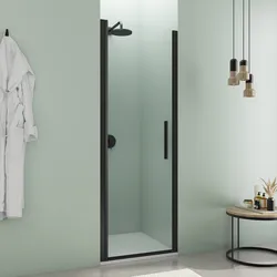 Box doccia nicchia 75 cm battente con vetro trasparente e profilo nero opaco 195h - Nilo