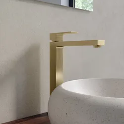 Miscelatore lavabo alto in ottone oro spazzolato - Tiamat