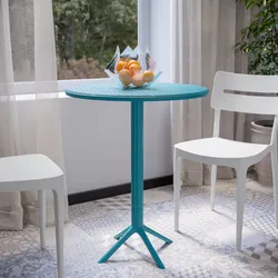 Tavolo da pranzo rotondo 60 cm blu maldive in polipropilene - Sonny