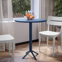 Tavolo da pranzo rotondo 60 cm blu oceano in polipropilene - Sonny