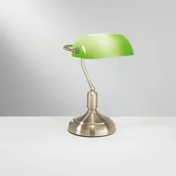 Lampada da tavolo 26x18 cm in metallo bronzo e paralume in vetro verde
