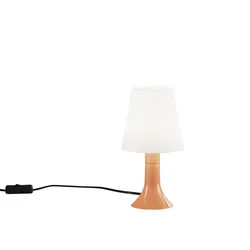 Lampada da tavolo 24,5 h cm in policarbonato arancione e paralume bianco