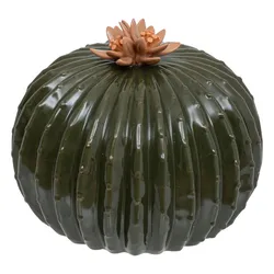 Figura decorativa 15h cm a forma di cactus in ceramica verde