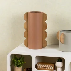 Vaso da interno h 40 cm in metallo e legno marrone chiaro - Pleyton