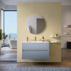 Mobile bagno sospeso 90 cm carta da zucchero con lavabo e specchio - Dedalo