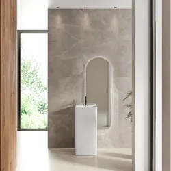 Lavabo freestanding 40x40 cm monoforo in ceramica bianco - Frost