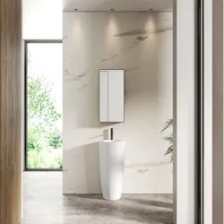 Lavabo freestanding 37,5x82h cm con troppo pieno in ceramica bianco lucido - Frost