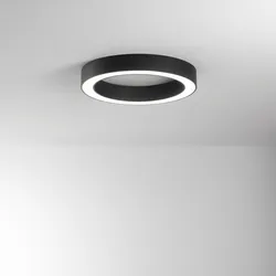Plafoniera LED rotonda 60 cm in metallo nero con diffusore in acrilico