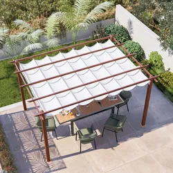 Gazebo da esterno 3x4 m in alluminio effetto corten e telo bianco - Norris