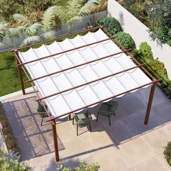 Gazebo da esterno 4x4 m in alluminio effetto corten e telo bianco - Norris
