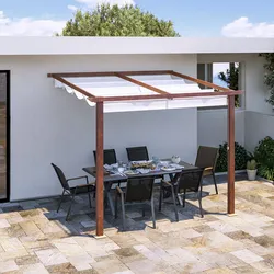 Pergola da esterno 3x2,5 m in alluminio effetto corten e telo bianco - Norris