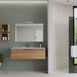 Mobile bagno sospeso 120 cm rovere gold con lavabo e specchio - Agave