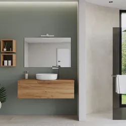 Mobile bagno sospeso 120 cm con top rovere gold e specchio - Agave
