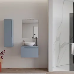 Mobile bagno sospeso 60 cm con top carta da zucchero e specchio - Agave