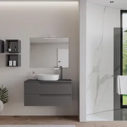 Mobile bagno sospeso 100 cm con top antracite e specchio - Agave Plus