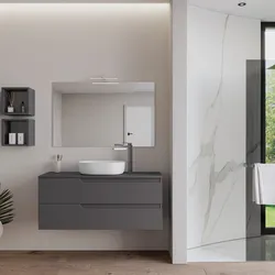 Mobile bagno sospeso 120 cm con top antracite e specchio - Agave Plus