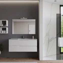 Mobile bagno sospeso 120 cm bianco opaco con lavabo e specchio - Agave Plus