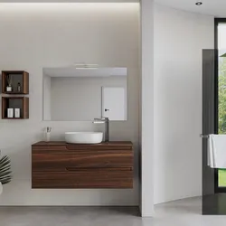 Mobile bagno sospeso 120 cm con top rovere deciso e specchio - Agave Plus