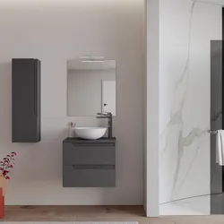 Mobile bagno sospeso 60 cm con top antracite e specchio - Agave Plus