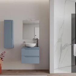 Mobile bagno sospeso 60 cm con top carta da zucchero e specchio - Agave Plus