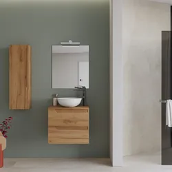 Mobile bagno sospeso 60 cm con top rovere gold e specchio - Agave Plus