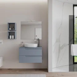 Mobile bagno sospeso 80 cm con top carta da zucchero e specchio - Agave Plus