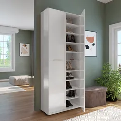 Scarpiera 80x200h cm bianco lucido con 4 ante - Boras hallway