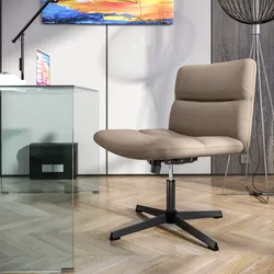 Poltrona girevole da ufficio in similpelle tortora con base in metallo nero - Lexie