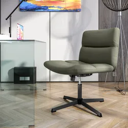 Poltrona girevole da ufficio in similpelle verde con base in metallo nero - Lexie
