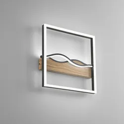 Plafoniera LED 40x40 in metallo nero con dettagli effetto legno